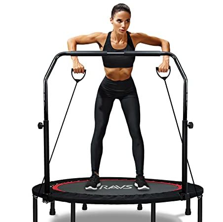 Mini Trampoline 40 Inch Exercise Trampoline Indoor Sports Fitness Rebounder  Trampoline with Safety Pad, Max. Load 300 LBS,Black and Red