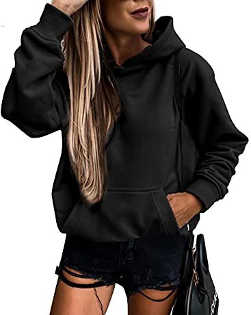 Black Long Sleeve Fleece Hooded Sweatshirt 