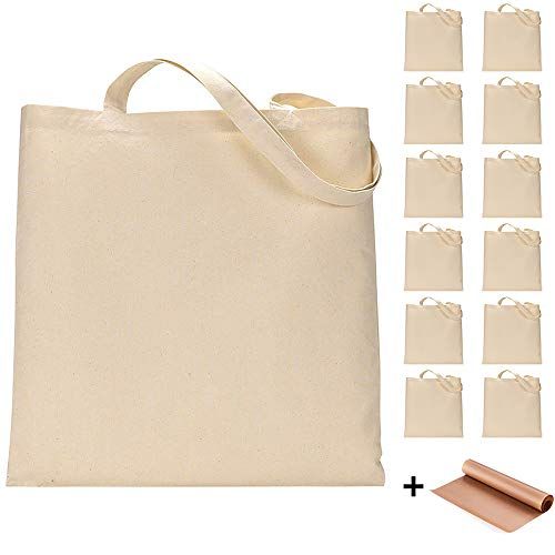 12 Pack Blank Canvas Tote Bags