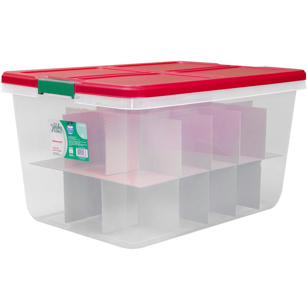 TreeKeeper 25-in x 26-in 120-Compartment Green Polyester Adjustable  Compartments Ornament Storage Box in the Ornament Storage Boxes department  at