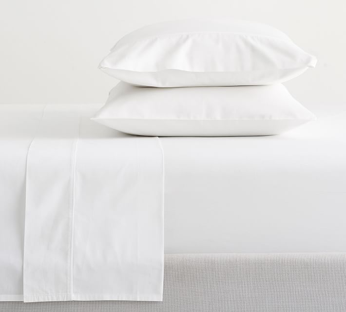 280-Thread-Count Pima Cotton Percale Fitted Sheet Cream Twin Extra-Long | L.L.Bean