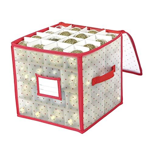 Ornament Storage Box 4-Inch, With Zippered Closure - Protect & Keeps Safe  Up To 54 Holiday Ornaments & Xmas Decorations Accessories, Durable  Non-Woven Ornament Storage Container & Two Handles 