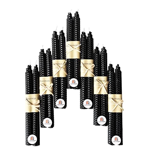 Lacaser Natural Beeswax Black Taper Candle 7 Pairs Bulk Set, 14 pcs 9