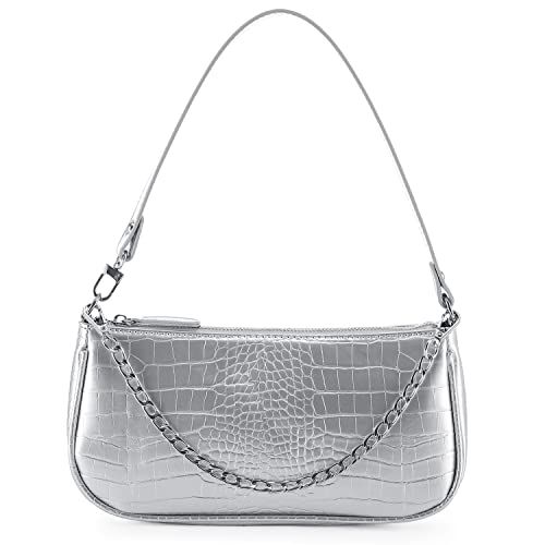 Crocodile Pattern Silver Purse