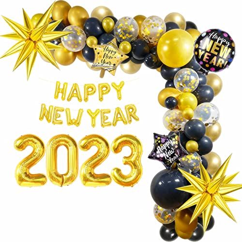 Happy New Year Foil Letter Balloon Banner Gold 2023
