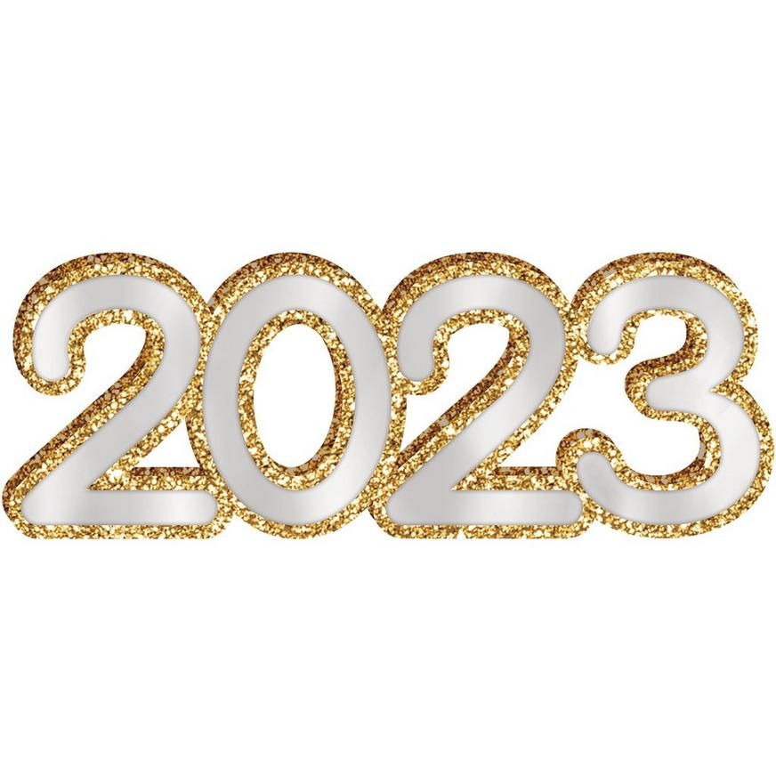 Mirrored and Gold Glitter 2023 Standing Sign