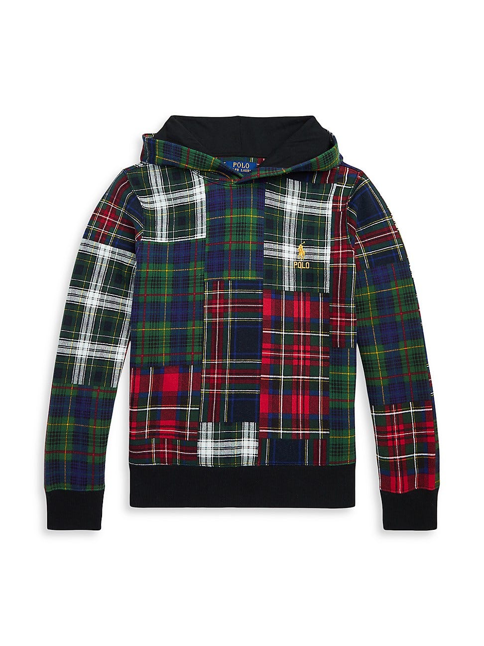 Little Boy's & Boy's Patchwork Plaid Hoodie Sweatshirt