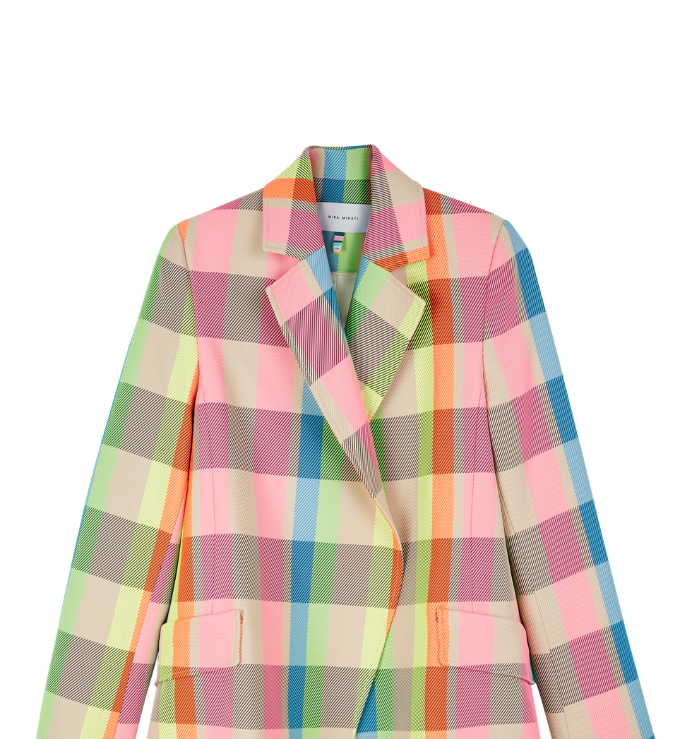 Mira Mikati Neon Check Tailored Open Jacket