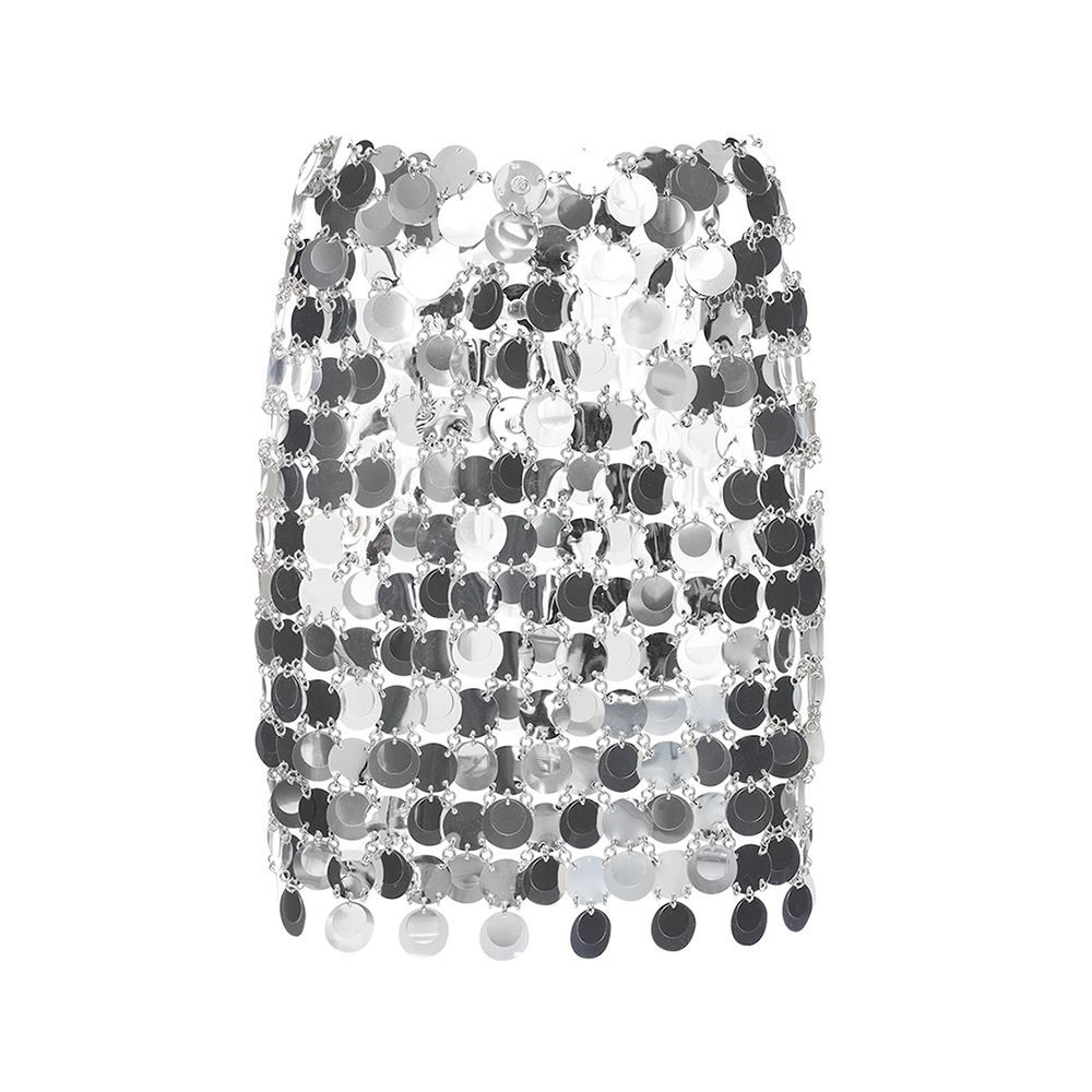 Round Sequined Mesh Mini Skirt