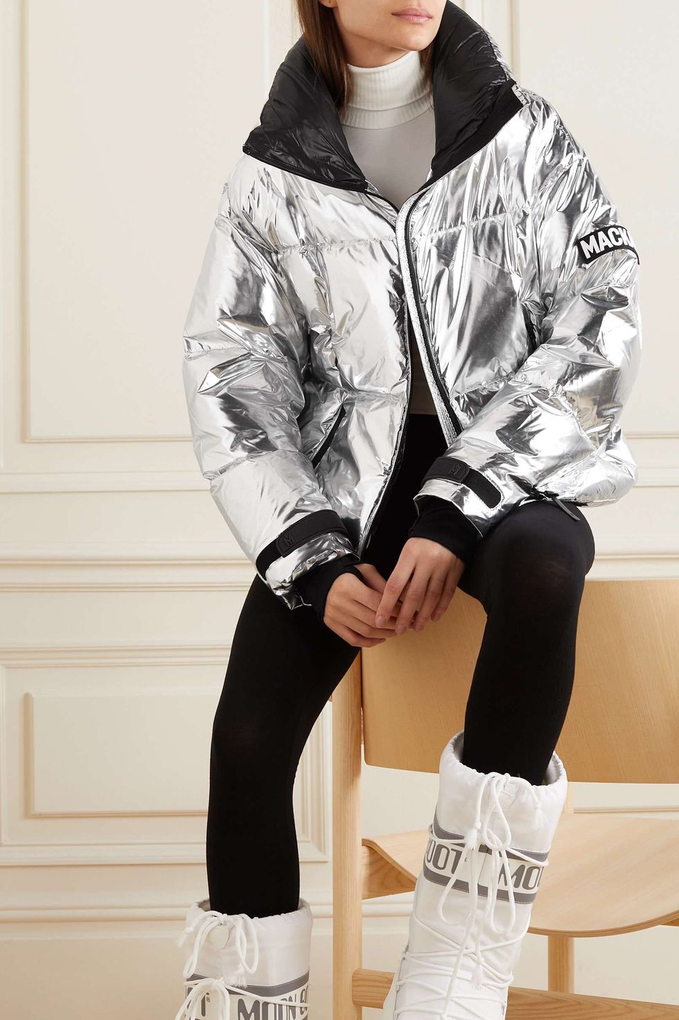 + NET SUSTAIN Mylah appliquéd printed quilted metallic down ski jacket