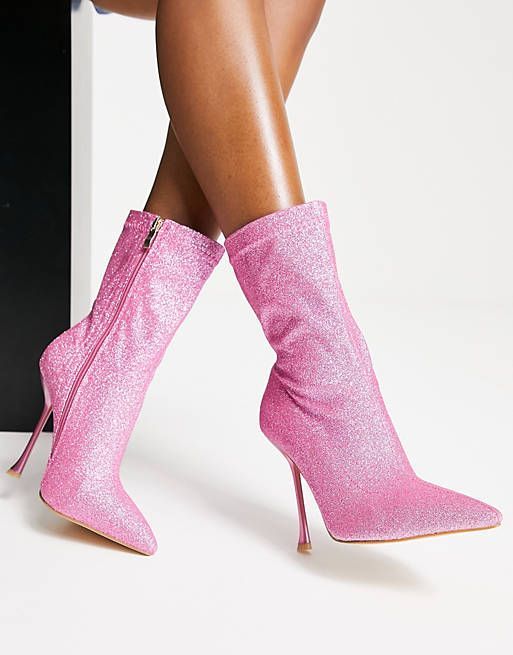 Booties with 2025 glitter heel