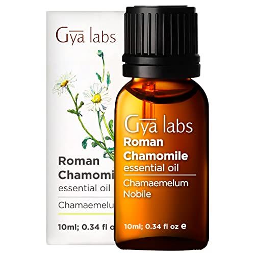 Gya Labs Roman Chamomile Essential Oil for Sleep, Diffuser & Pain - 100% Therapeutic Grade Roman Chamomile Oil for Face & Skin - Roman Chamomile Essential Oils for Aromatherapy (0.34 fl Oz)