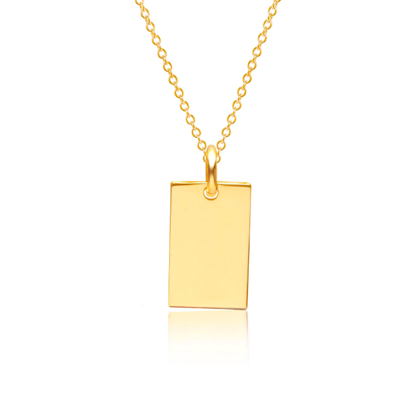 14k Gold Mini Dog Tag Necklace