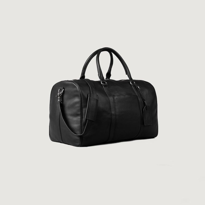 Darrio Black Leather Duffle Bag