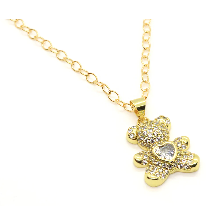 Ellie Teddy Bear Gold Necklace