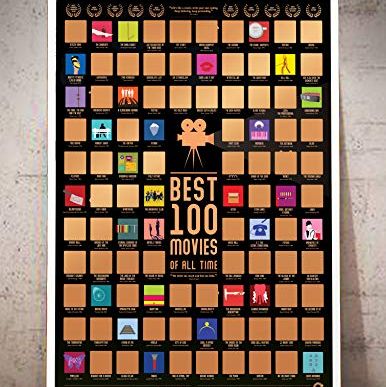 Travel Revealer 100 Movie Scratch Off Poster. Top Films of All Time Bucket List 17"x24" Scratch Off Movie Poster. Minimalist Modern Gold Awards Movie Poster (Gold Awards)