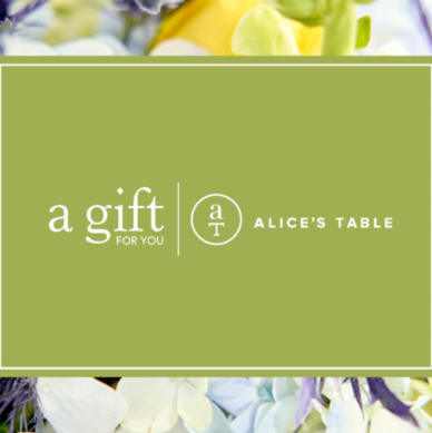 Cartão presente da mesa de Alice