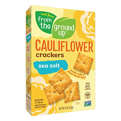 Real Food From the Ground Up Sea Salt Cauliflower Crackers, Pack of 6
