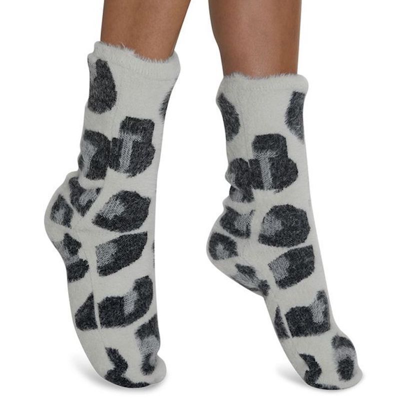 Snow Leopard Faux-Fur Slipper Socks
