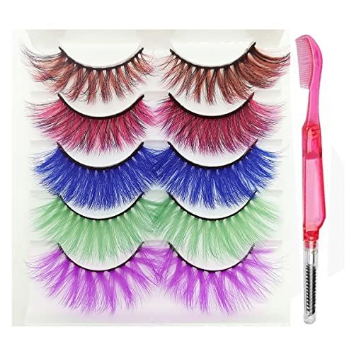 Colored Lashes With Comb, 5 Pairs