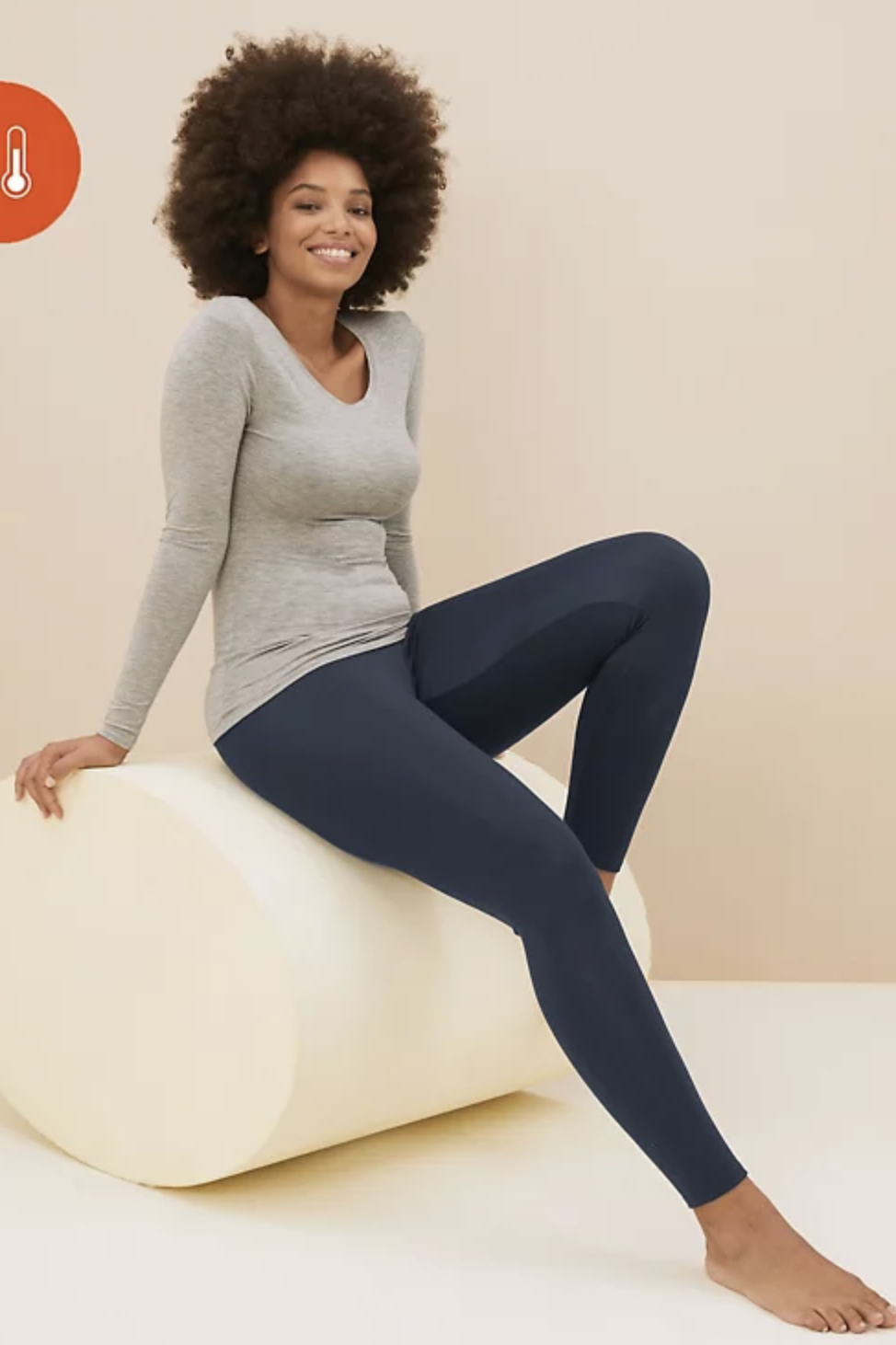 M&S Womens Heatgen Plus Thermal Brushed Leggings, 12, Black