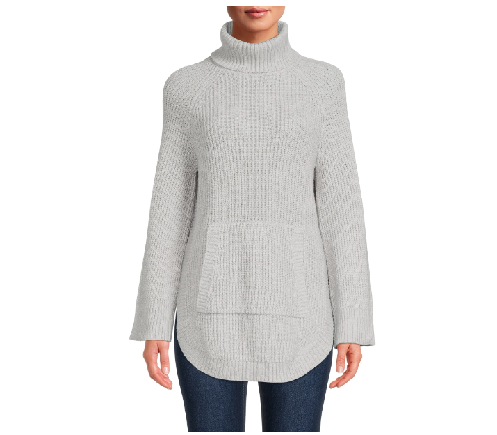 Turtleneck Sweater with Curved Hem