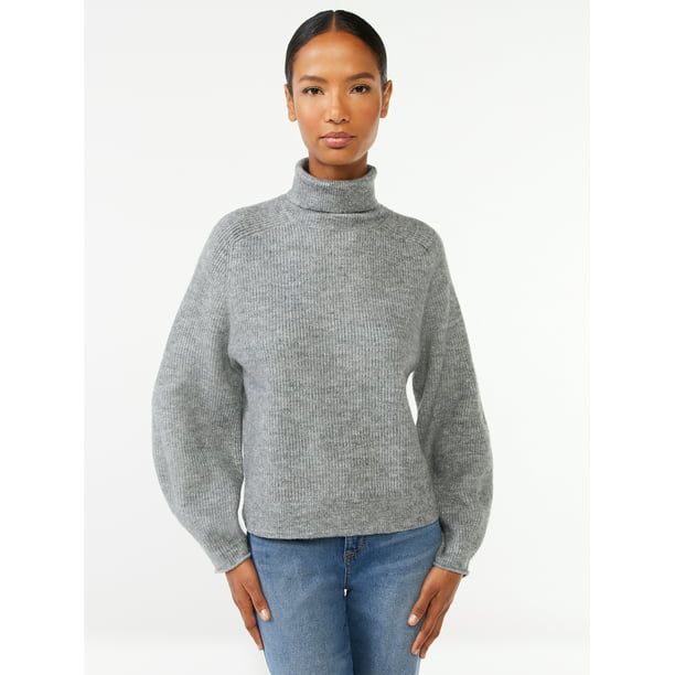 Scoop Women's Ribbed Turtleneck Sweater