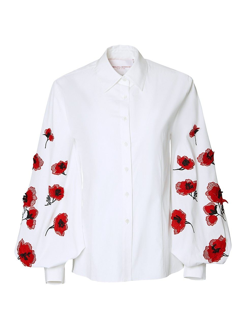 Embroidered Puff-Sleeve Blouse 