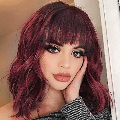 Synthetic Wavy Bob Wig With Bangs 