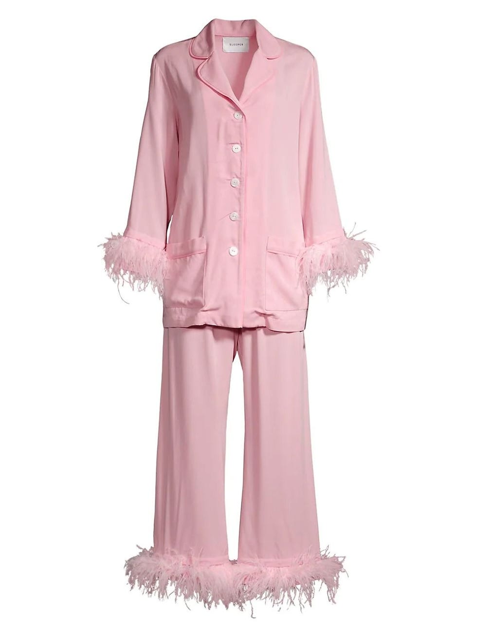 Party Faux Feather 2-Piece Pajama Set