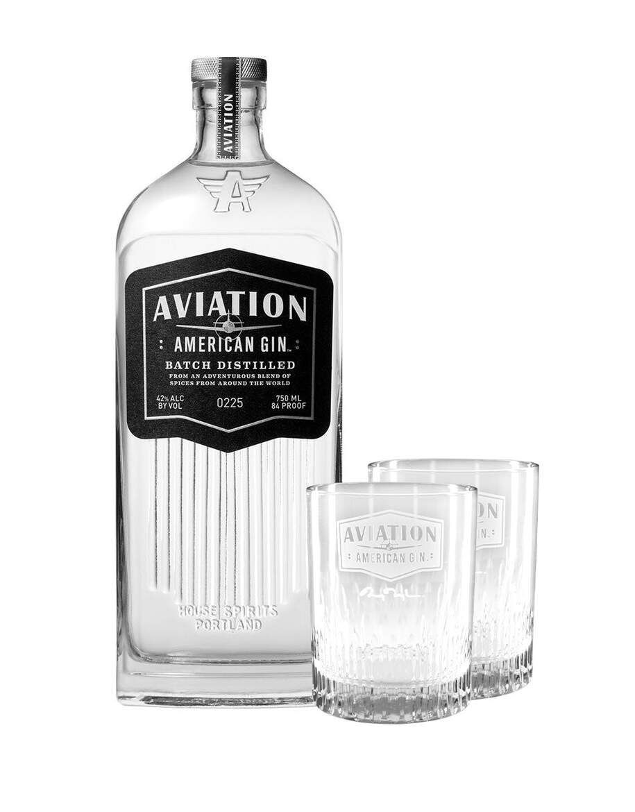 Aviation American Gin With Branded Glasses