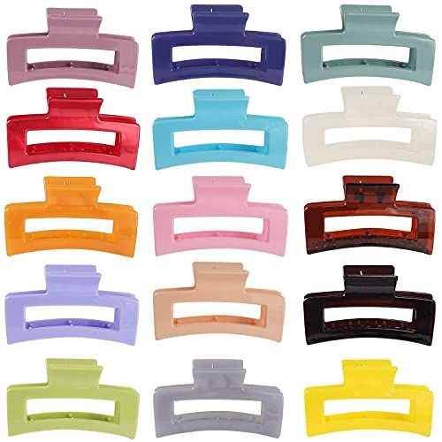 15-Pack Rectangle Hair Claw Clips 