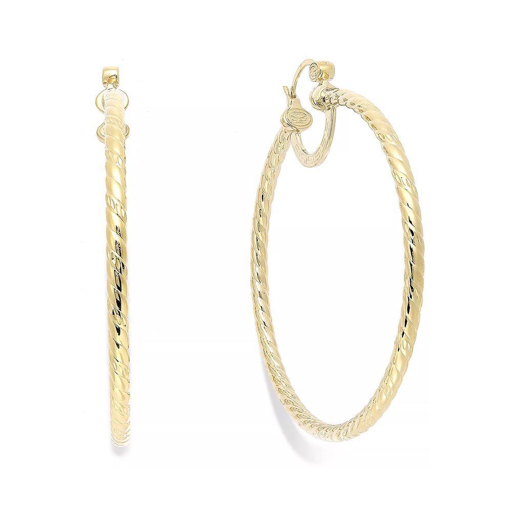 Twisted Large Hoop Earrings in 14k Gold Over Sterling Silver