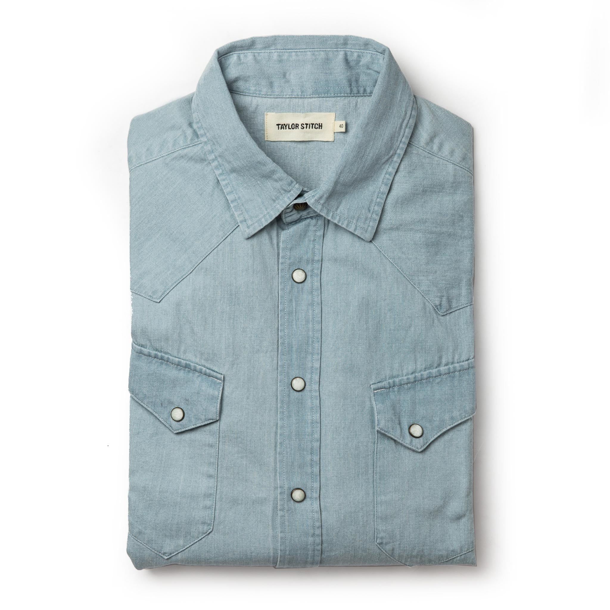 Cotton Chambray Button-Up Shirt Dress