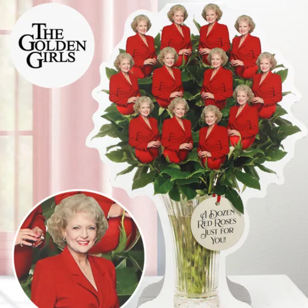 One Dozen Roses Golden Girls Cardboard Bouquet