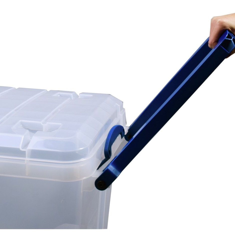 4 x Really Useful 9 Litre Storage Boxes Blue Plastic With Lid Box Heavy Duty