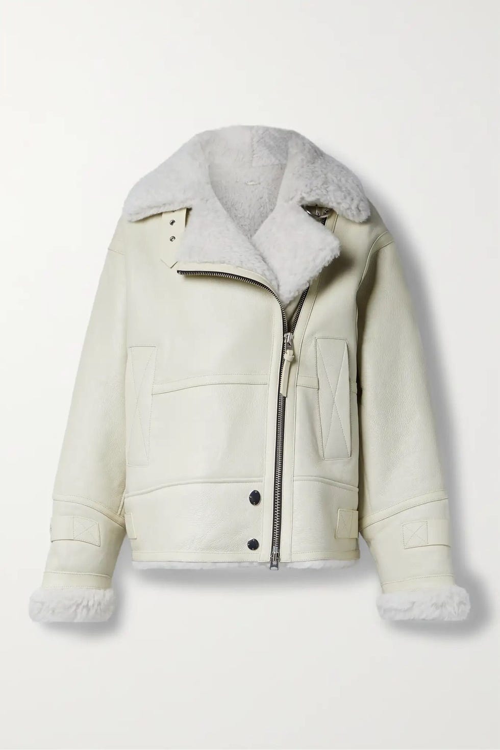 Leather-Trimmed Shearling Jacket