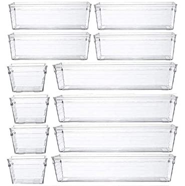 14 PCS Clear Plastic Drawer Organiser Trays 