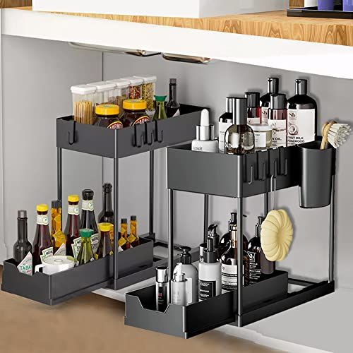 Generic 2 Pack - Simple Trending Stackable 2-Tier Under Sink Cabinet  Organizer with Sliding Storage Drawer