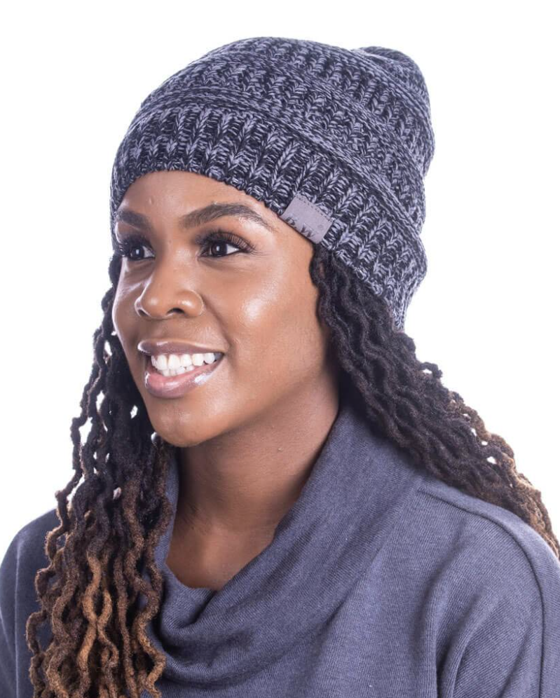 Beautifully Warm Charcoal Satin Lined Beanie