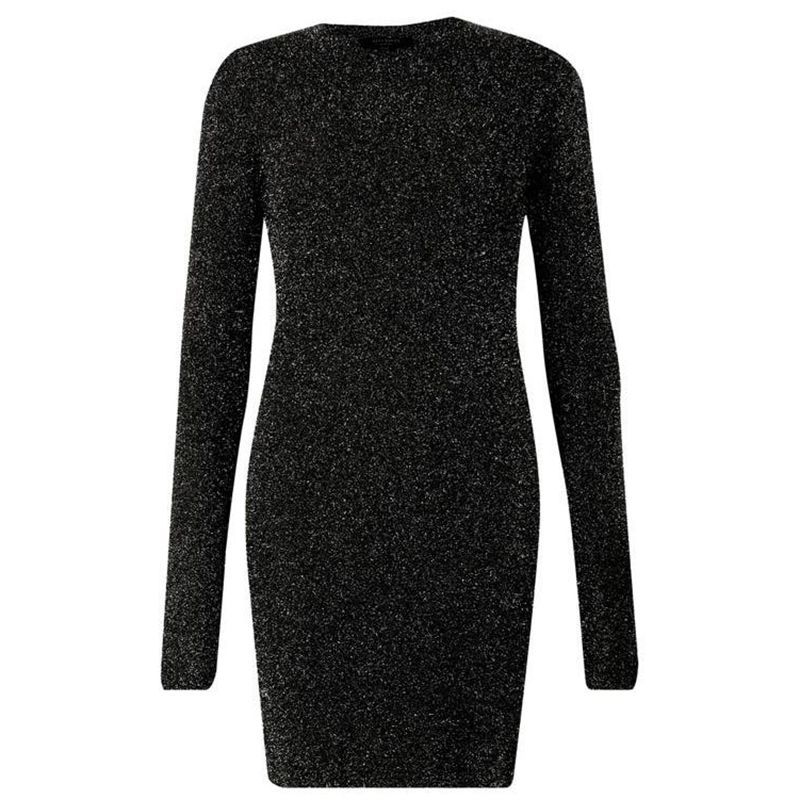  Sparkle Long Sleeve Body-Con Minidress