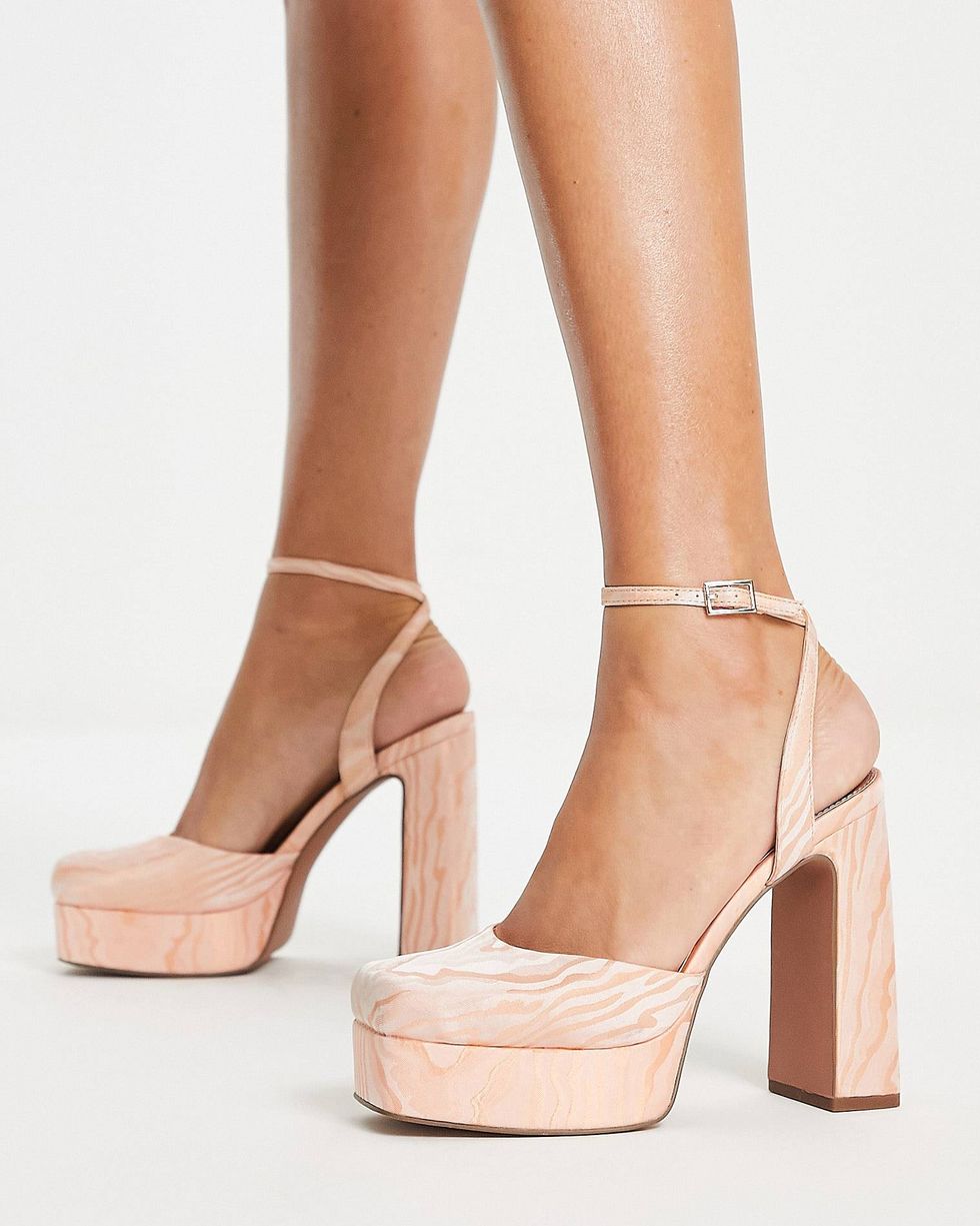 ASOS DESIGN Peaked platform Jacquard high heeled shoes 