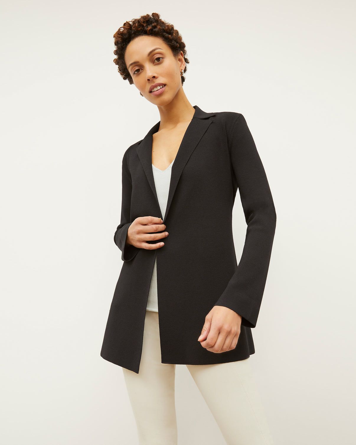 Black long hot sale blazer jacket