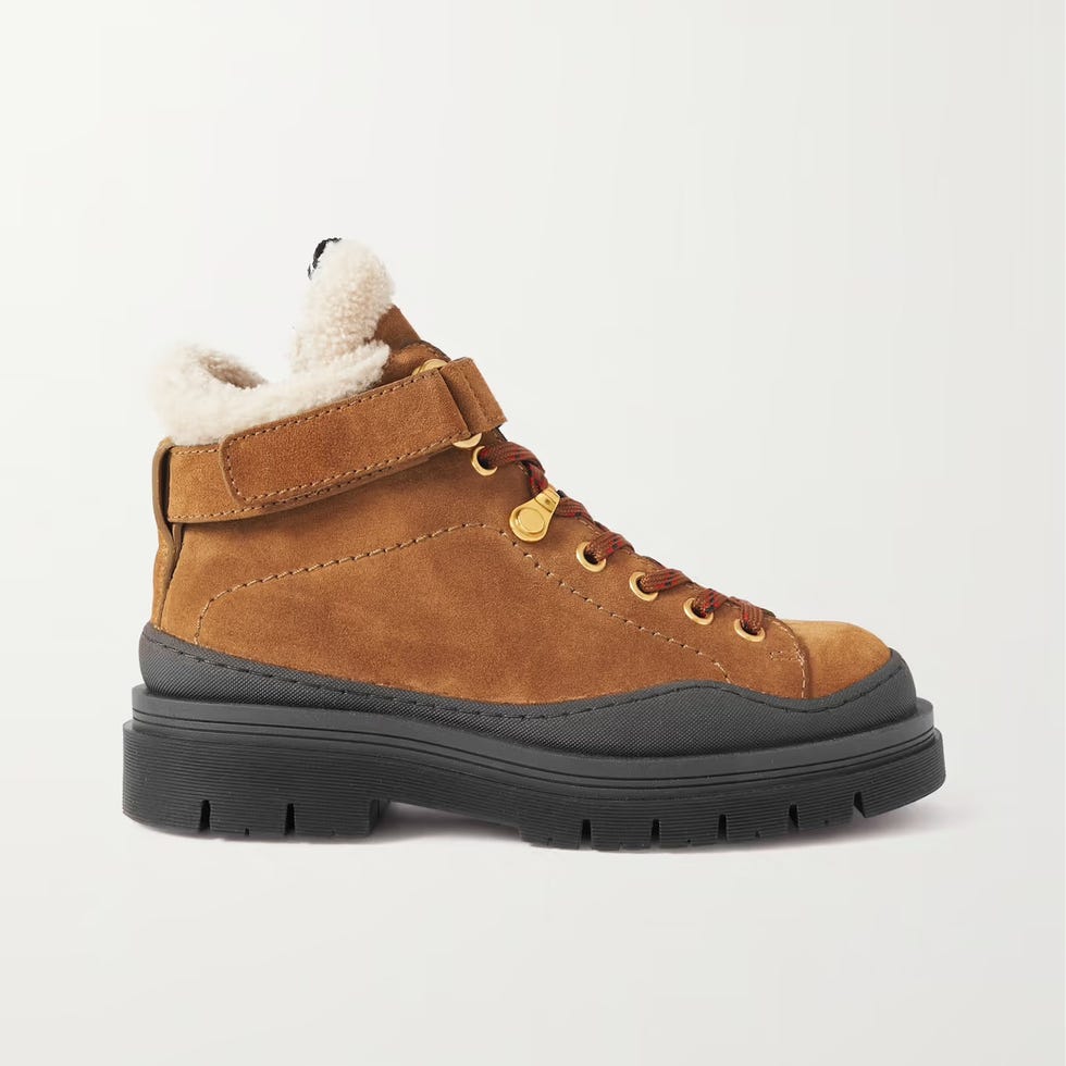 Jolya Shearling-Lined Suede Hiking Boots