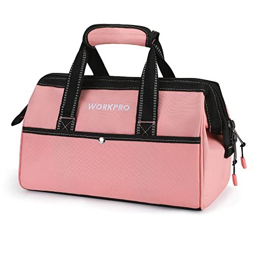 WORKPRO Pink Beginner Tool Set with 12 Inch Steel Tool Box with Wheel