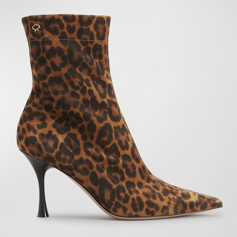 Camoscio Leopard Suede Ankle Boots