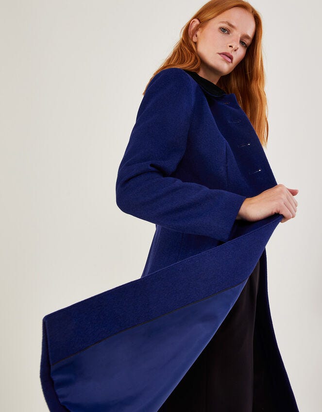 Opal Opera Coat in Wool Blend Blue
