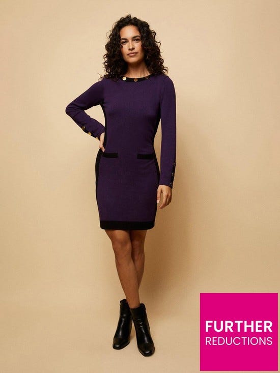 Stud Trimmed Block Dress - Purple
