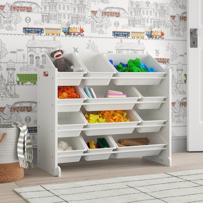 Kids Toy Storage Shelf Plastic Front Open 4 Layers Baby Small Toy