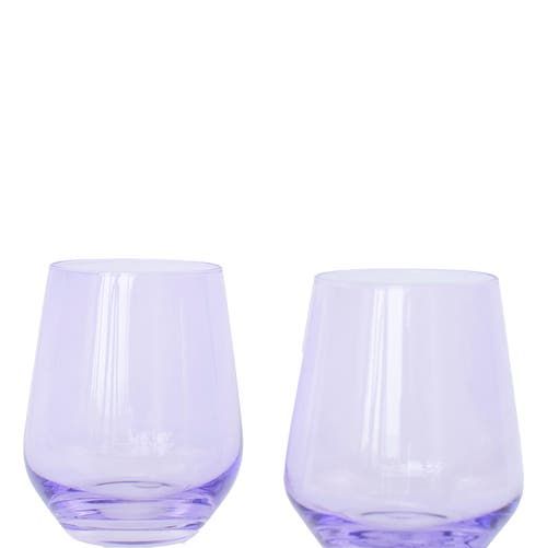 Estelle Colored Glass Tinted Stemless Wine Glasses 6-Piece Set Pink